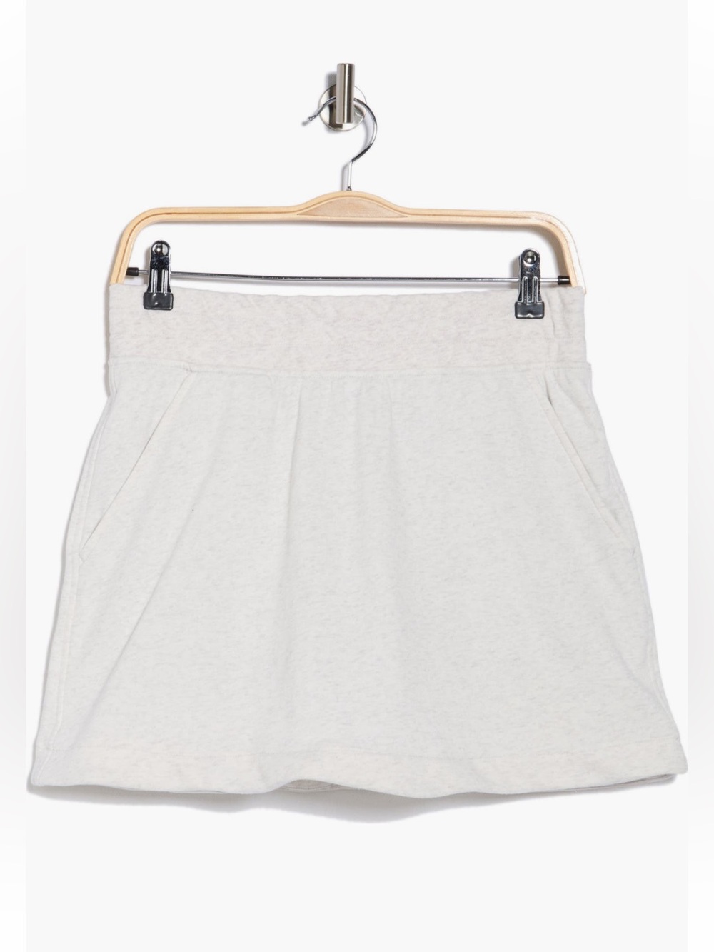 YOGALICIOUS Zuri Heather Light Grey High-Low Fleece Skirt Skort - Sz Large, NWT